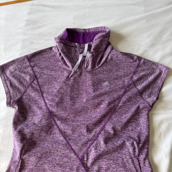 Adidas Women's Short Sleeve Athletic High Neck Top Purple Small Activewear Gym - Picture 11 of 15